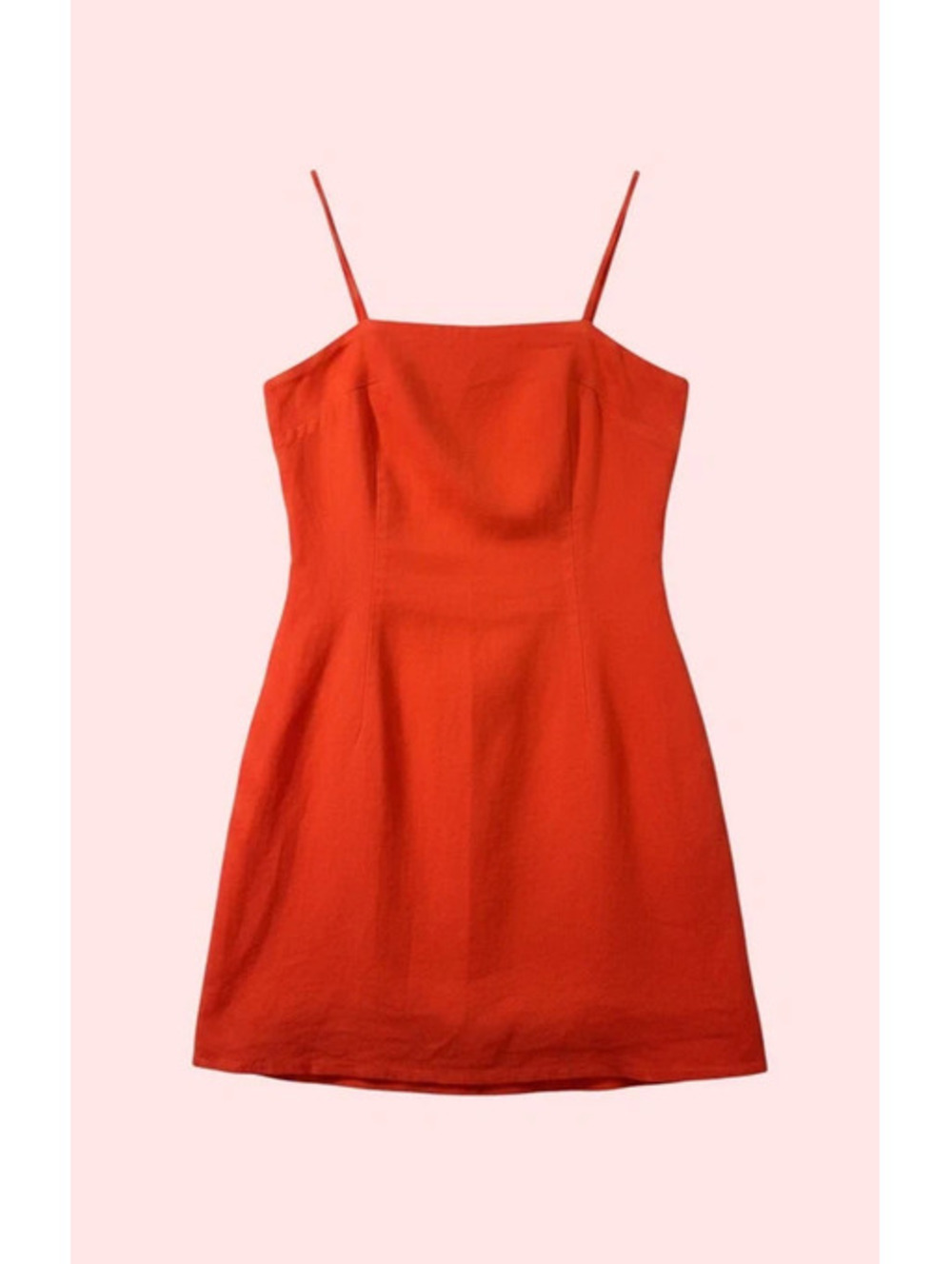 Red Orange Spaghetti Strap Mini Dress Smocked Back S/M